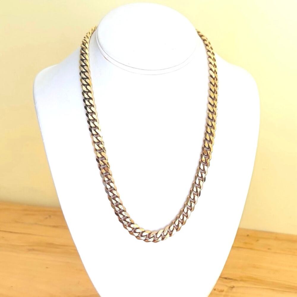 Chunky Gold Tone Cuban Link Chain Necklace Classic Miami Curb Solid Heavy